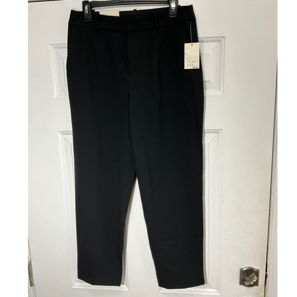A New Day Womens Black High-Rise Ankle Tapered Dress Pants Size 8R NWT